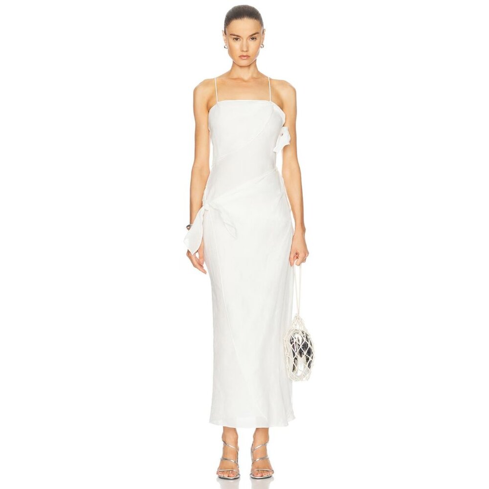 SIR. Rosalia Wrap Midi Dress in Ivory